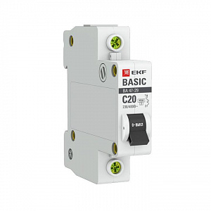 Автоматический выключатель EKF 47-29 Basic 20А 1п 4.5кА, C mcb4729-1-20C