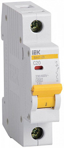 Автоматический выключатель IEK ВА47-29 20А 1п 4.5кА, C MVA20-1-020-C