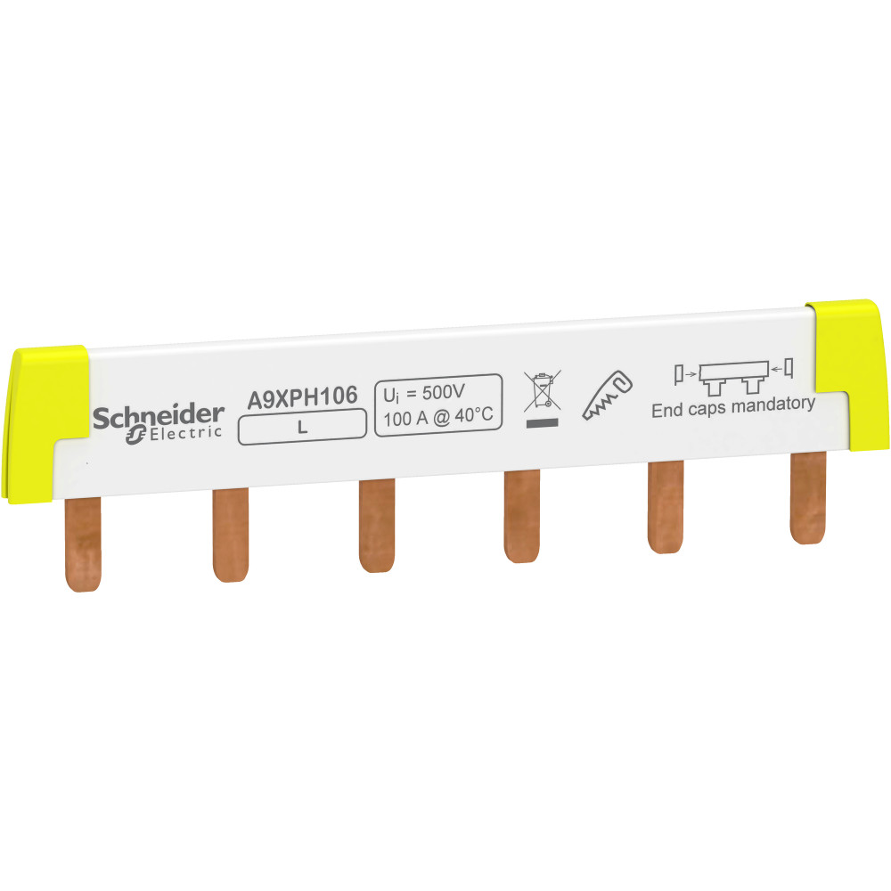 Шинка гребенчатая Schneider Electric Acti 9 1п 100А 6 модулей, разрезаемая A9XPH106