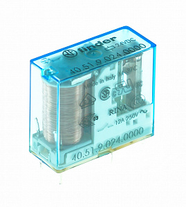 Миниатюрное PCB-реле Finder 1СO 10A 24В DC, выводы с шагом 5мм 405190240000