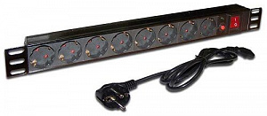Блок розеток Lanmaster 8 розеток, 19" с выключателем TWT-PDU19-10A8P-1.8