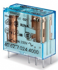 Миниатюрное универсальное электромеханическое реле Finder 2CO 10A 24В DC монтаж на печатную плату или в розетку 406270244000
