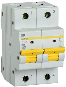 Автоматический выключатель IEK KARAT ВА47-150 125А 2п D, 15 кА MVA50-2-125-D