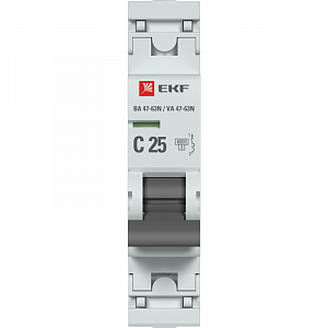 Автоматический выключатель EKF PROxima ВА 47-63N 1п 25А C 6кА M636125C