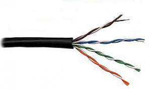 Кабель витая пара LANMASTER U/UTP 5E, 4x2 PE, черный, 305 м/уп. LAN-5EUTP-OUT