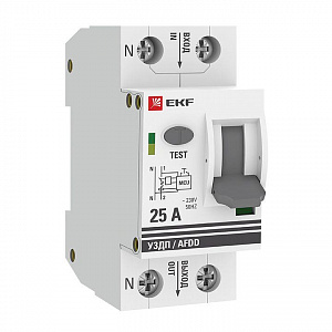 Устройство защиты от дугового пробоя EKF PROxima 1P+N C 25А 6кА с автоматическим выключателем afdd-2-25C-pro