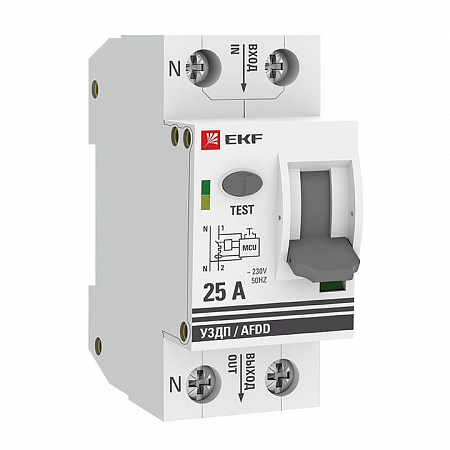 Устройство защиты от дугового пробоя EKF PROxima 1P+N C 25А 6кА с автоматическим выключателем