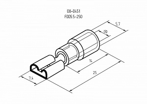 Клемма плоская изолированная Rexant РПи-м 6.0-(6.3)/РпИм 5,5-6-0,5 гнездо 6.6 мм 4-6 мм 08-0451