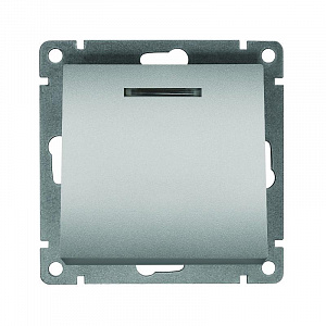 Выключатель 1-клавишный СП Афина 10А IP20 с подсветкой механизм серебр. Universal A0121-S