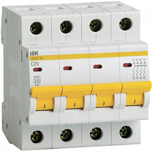 Автоматический выключатель IEK ВА47-29 20А 4п 4.5кА, C MVA20-4-020-C