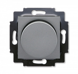 Светорегулятор поворотно-нажимной ABB Levit, 600 Вт, скрытый монтаж, сталь-дымчатый черный 2CHH942247A6069
