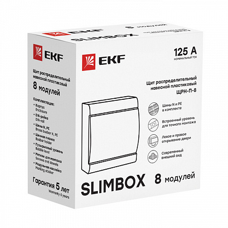 Щит EKF PROxima ЩРН-П-8 SlimBox IP41 белая дверь