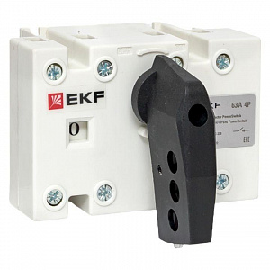 Рубильник-выключатель EKF PROxima PowerSwitch 4п 63А с рукояткой управления для прямой установки psds-63-4