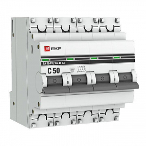 Автоматический выключатель EKF ВА 47-63 PROxima 50А 4п 4.5кА, C mcb4763-4-50C-pro