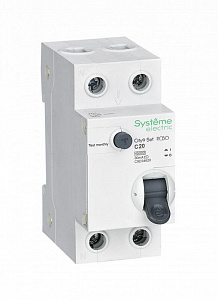Дифференциальный автоматический выключатель Systeme Electric City9 Set 2п (1P+N) C 20А 30мА тип AC 4.5кА C9D34620