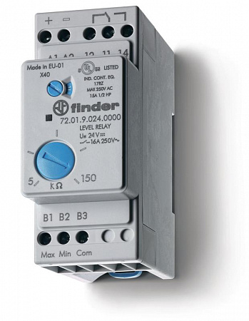 Реле контроля уровня Finder 5-150кОм 240В AC выход 1CO 16А модульное 35мм IP20
