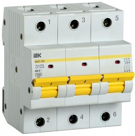 Автоматический выключатель IEK ВА47-150 125А 3п 15кА, D