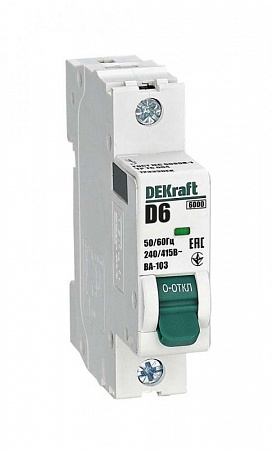 Автоматический выключатель DEKraft 1п D 6А 6кА ВА-103