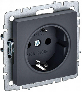 Розетка IEK РС11-1-0-БрГ Brite скрытый монтаж, с заземлением, графит BR-R11-16-K53