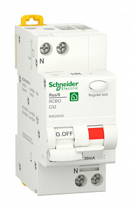 Дифференциальный автоматический выключатель Schneider Electric Resi9 1П+N 32А 30мА, тип AC, 6кА, C R9D25632
