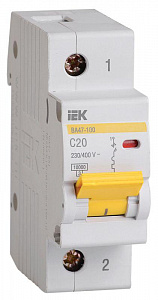 Автоматический выключатель IEK ВА47-100 20А 1п 10кА, C MVA40-1-020-C