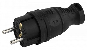 Вилка каучуковая Эра V8-B-IP44 с заземлением прямая 16А черная Б0044540