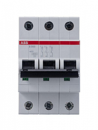 Автоматический выключатель ABB S203 3А 3п C, 6 кА, S203-C3