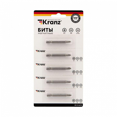 Бита Kranz PH1 50мм для шуруповерта сталь S2, 5 шт/уп.