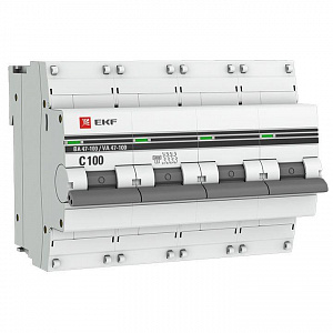 Автоматический выключатель EKF ВА 47-100 PROxima 100А 4п 10кА, C mcb47100-4-100C-pro