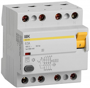 Выключатель дифференциального тока IEK KARAT ВД1-63S 4п 63А 300мА тип ACS MDV12-4-063-300