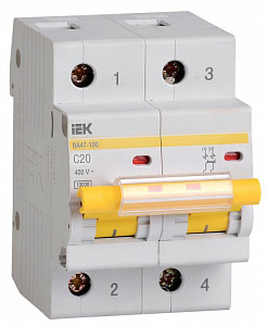Автоматический выключатель IEK KARAT ВА47-100 20А 2п C, 10 кА MVA40-2-020-C