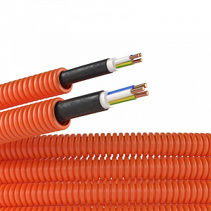 Труба гофрированная DKC ПНД 16мм с кабелем ВВГнг(А)-LS 2.5х3 РЭК ГОСТ+ оранжевый, 25 м/уп. 7S91625