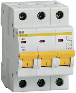 Автоматический выключатель IEK ВА47-29 40А 3п 4.5кА, D MVA20-3-040-D