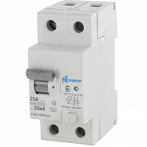 Выключатель дифференциального тока Контактор УЗО-100Про 2П 16А 30мА тип AC 7000510