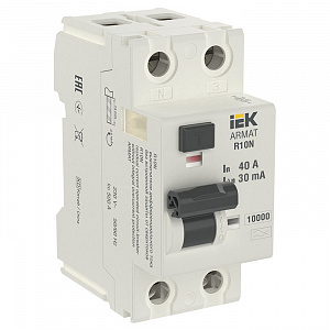 Выключатель дифференциального тока IEK Armat ВДТ R10N 2п 40А 30мА тип A  AR-R10N-2-040A030