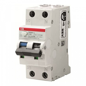 Дифференциальный автоматический выключатель ABB DS201 L 1П+N 16А 30мА, тип A, 4.5кА, C, DS201 L C16 A30 2CSR245180R1164