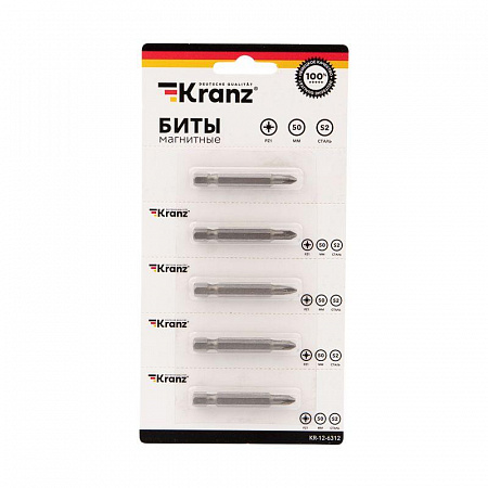 Бита Kranz PZ1 50мм для шуруповерта сталь S2, 5 шт/уп.