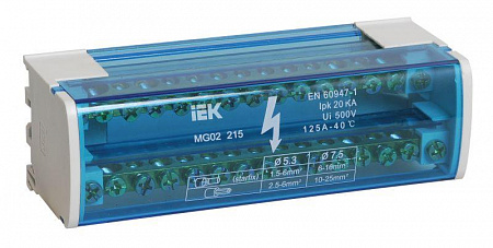 Шина в корпусе IEK ШНК 2х15 L+PEN на DIN-рейку