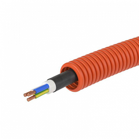 Труба гофрированная DKC ПНД 20мм с кабелем ВВГнг(А)-LS 3х2.5 РЭК ГОСТ+ оранжевый, 100 м/уп.
