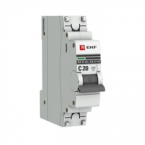 Автоматический выключатель EKF ВА 47-63 PROxima 20А 1п 4.5кА, C mcb4763-1-20C-pro