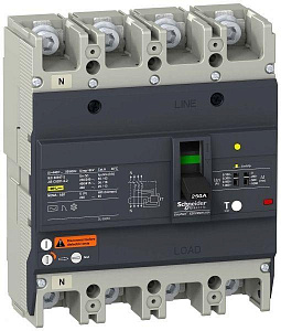 Автоматический выключатель Schneider Electric EasyPact EZCV25 4п 3т 63А 36кА/415В с дифференциальной защитой EZCV250H4063