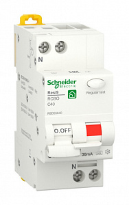 Дифференциальный автоматический выключатель Schneider Electric Resi9 1П+N 40А 30мА, тип A, 6кА, C R9D55640