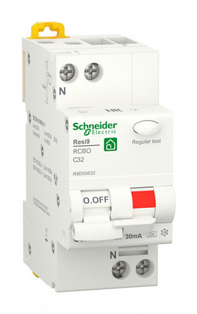 Дифференциальный автоматический выключатель Schneider Electric Resi9 1П+N 32А 30мА, тип A, 6кА, C