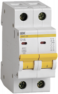 Автоматический выключатель IEK ВА47-29 16А 2п 4.5кА, D MVA20-2-016-D