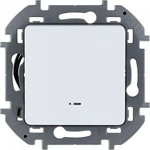 Выключатель 1-кл. Inspiria (группа Legrand) 10А IP20 250В 10AX с подсветкой/индикацией механизм бел. 673610