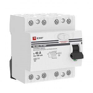 Выключатель дифференциального тока EKF PROxiмА ВД-100 4п 40А 100мА тип AC электромеханический elcb-4-40-100S-em-pro