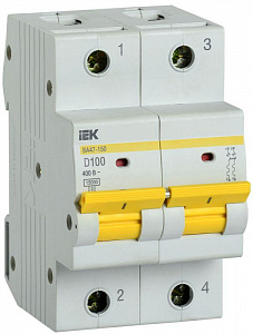 Автоматический выключатель IEK KARAT ВА47-150 100А 2п D, 15 кА MVA50-2-100-D