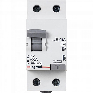 Выключатель дифференциального тока Legrand RX3 2п 63А 30мА тип AC 402026