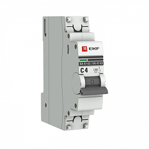 Автоматический выключатель EKF ВА 47-63 PROxima 4А 1п 4.5кА, C mcb4763-1-04C-pro