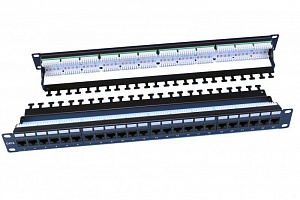 Патч-панель Hyperline 1U RJ45 кат.6 24 порта Dual IDC ROHS PP3-19-24-8P8C-C6-110D черный 246107